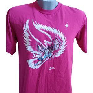 Large Vintage T-Shirt Jerzees Pink Joe Rector Cherokee Nation Art Eagle Warrior